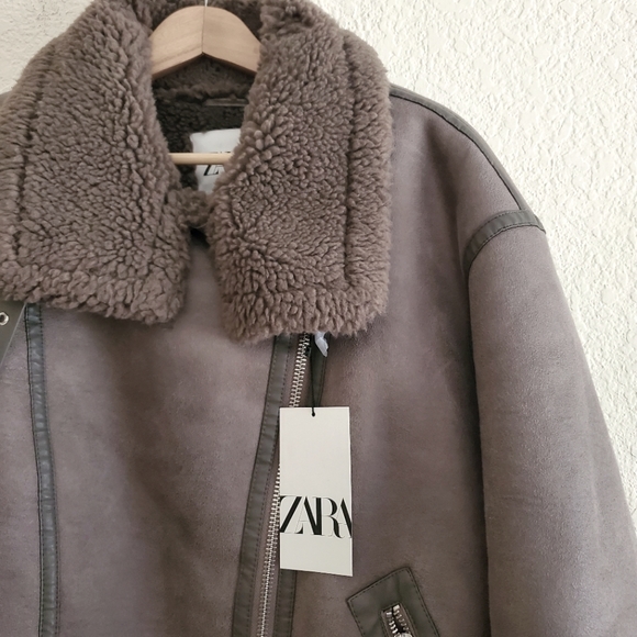 NWT ZARA DOUBLE FACED FAUX SHEARLING FUR JACKET - Picture 16 of 16